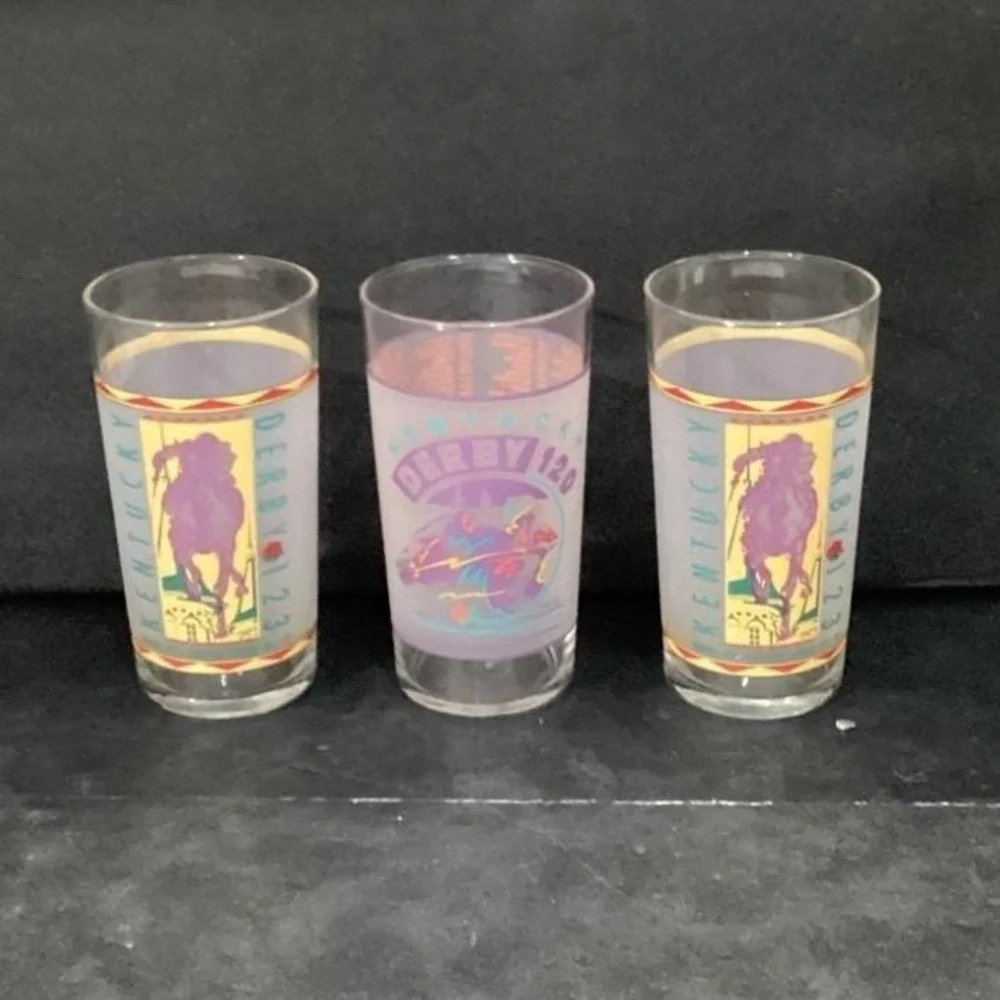 Kentucky Derby Mint Julep Tumblers, Set‎ of 3, Vintage Churchill Downs Glasses